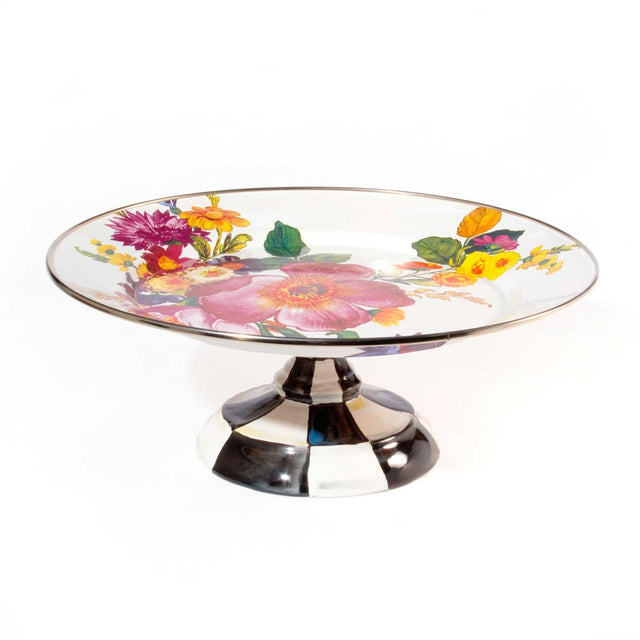Mackenzie Childs Flower Market Small Pedestal Platter White