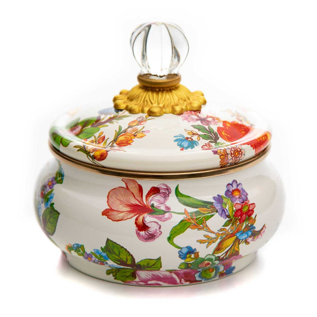 Mackenzie-Childs Flower Market Squashed Pot, White