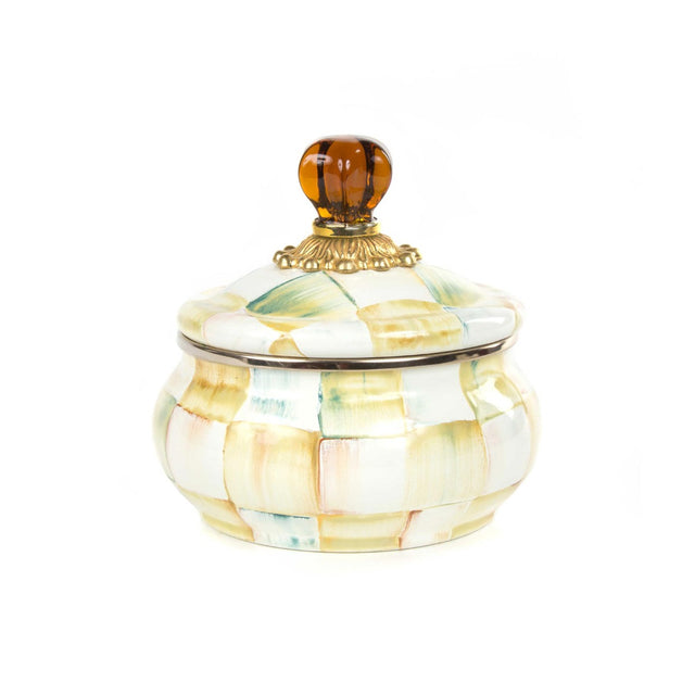 Mackenzie-Childs Parchment Check Enamel Squashed Pot