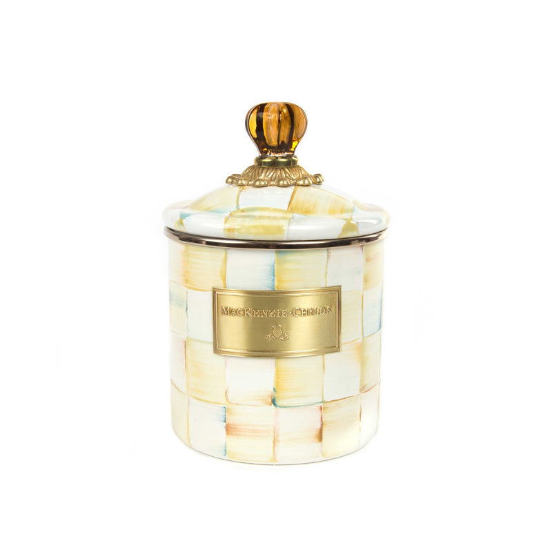 Mackenzie Childs Parchment Enamel Canister Small
