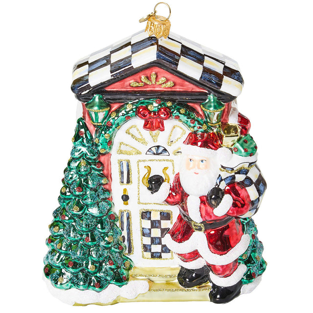 Mackenzie-Childs Front Door Santa Glass Ornament