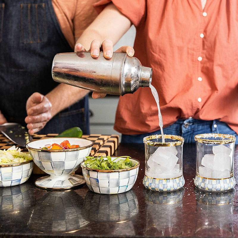 Mackenzie-Childs Sterling Check Enamel Ice Cream Dish