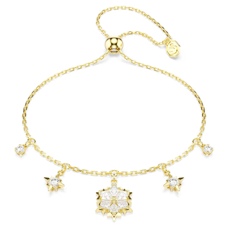 Swarovski Magic bracelet, Mixed cuts, Snowflake, White, 18K gold finish