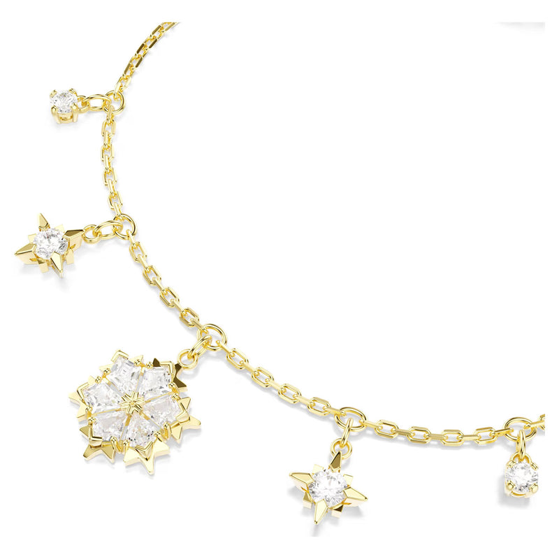 Swarovski Magic bracelet, Mixed cuts, Snowflake, White, 18K gold finish
