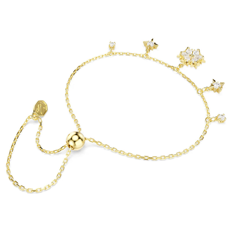 Swarovski Magic bracelet, Mixed cuts, Snowflake, White, 18K gold finish