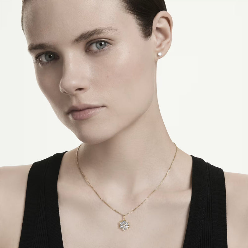 Swarovski Magic set, Set (2), Mixed cuts, Snowflake, White, 18K gold finish