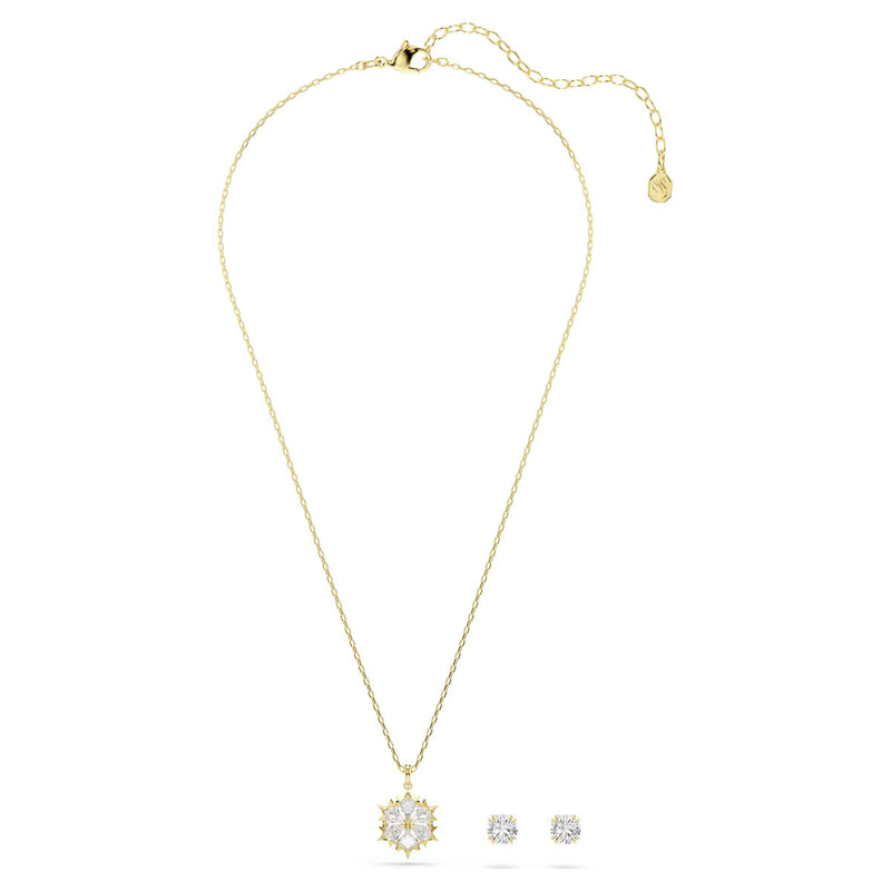 Swarovski Magic set, Set (2), Mixed cuts, Snowflake, White, 18K gold finish