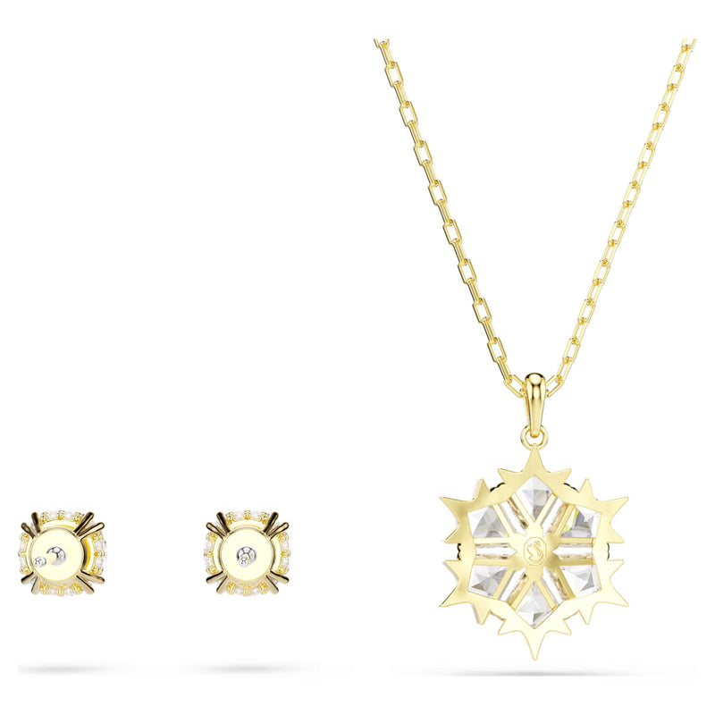 Swarovski Magic set, Set (2), Mixed cuts, Snowflake, White, 18K gold finish