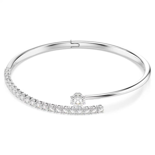 Swarovski Matrix bangle, Round cut, White, Rhodium plated
