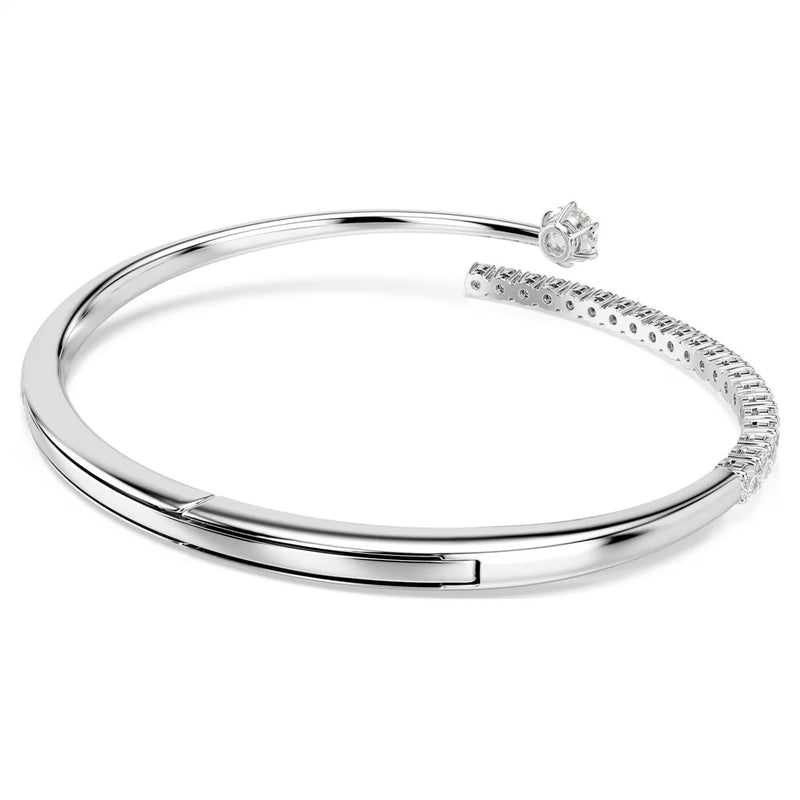 Swarovski Matrix bangle, Round cut, White, Rhodium plated
