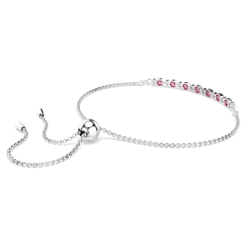 Swarovski Matrix bracelet, Round cut, Pink, Rhodium plated