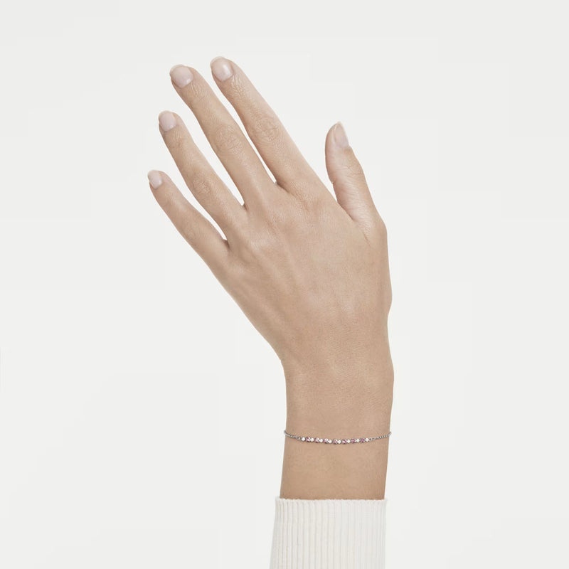 Swarovski Matrix bracelet, Round cut, Pink, Rhodium plated