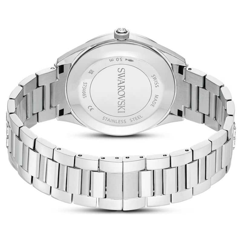 Swarovski Matrix date watch, Swiss Made, Metal bracelet, Silver Tone, Stainless steel