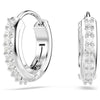Swarovski Matrix hoop earrings, Round cut, White crystal, Rhodium plated