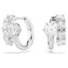 Swarovski Matrix Spiral hoop earrings, Round cut, White, Rhodium plated