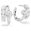 Swarovski Matrix hoop earrings, Round cut, White, Rhodium plated