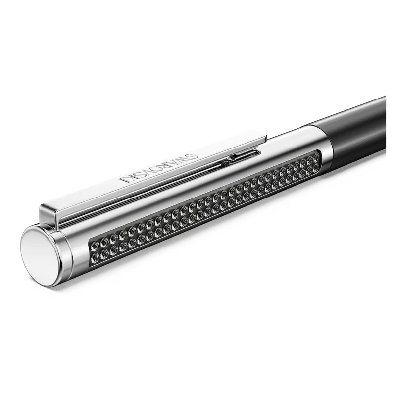 Swarovski Matrix Tennis ballpoint pen, Black lacquered, Chrome plated