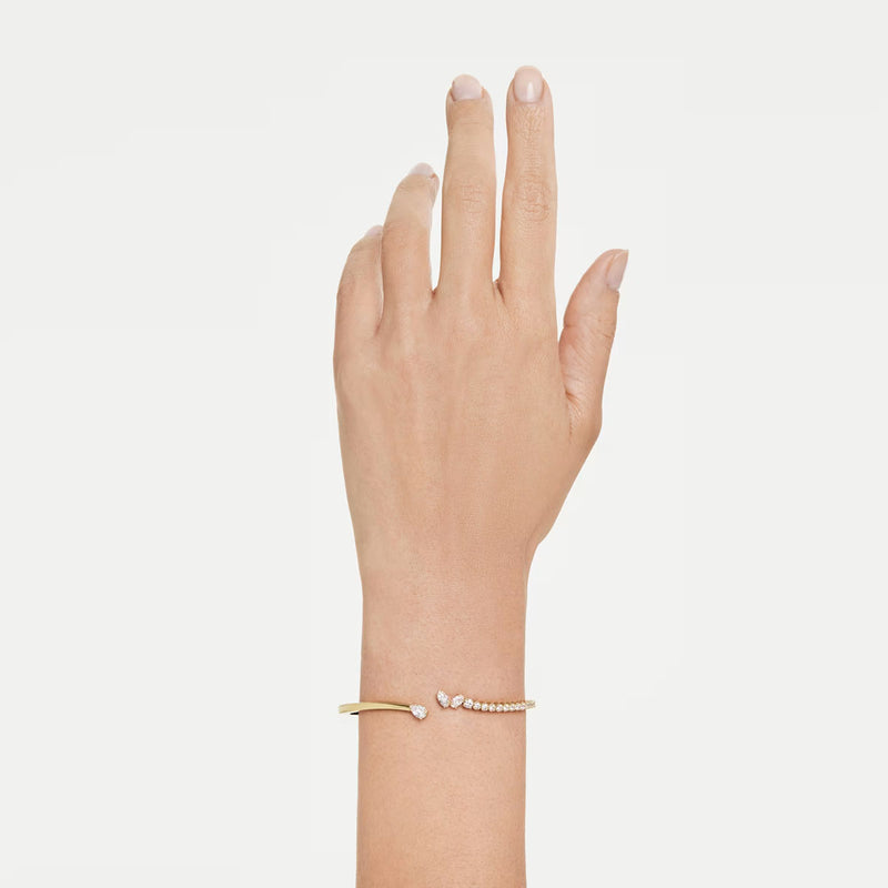 Swarovski Mesmera bangle, Mixed cuts, White, 18K gold finish