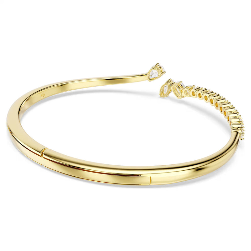 Swarovski Mesmera bangle, Mixed cuts, White, 18K gold finish