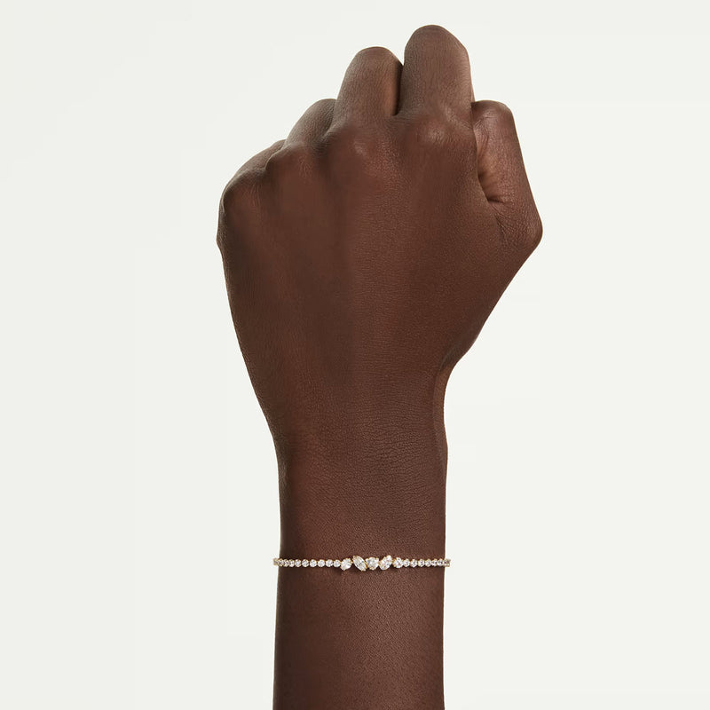 Swarovski Mesmera bracelet, Mixed cuts, White, 18K gold finish
