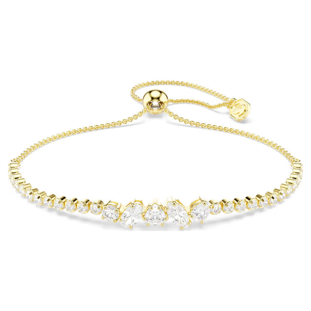 Swarovski Mesmera bracelet, Mixed cuts, White, 18K gold finish