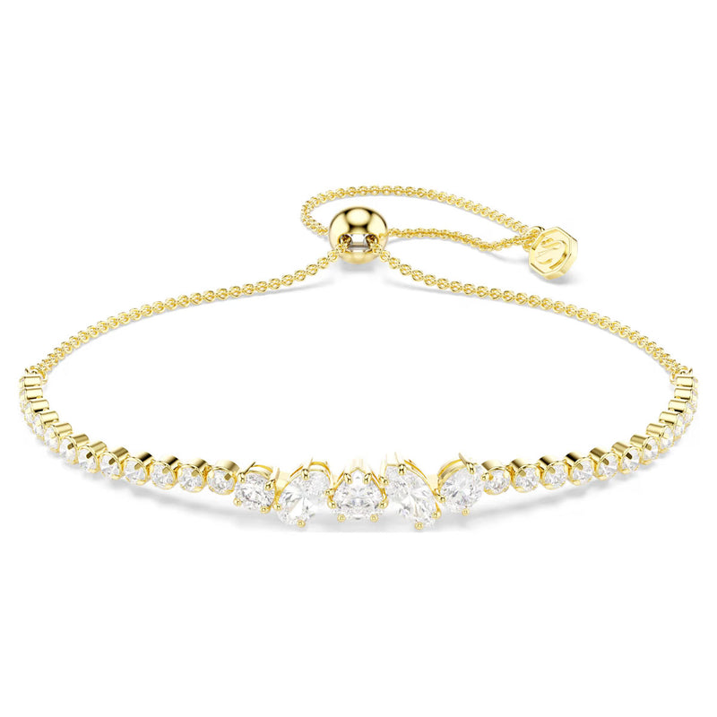 Swarovski Mesmera bracelet, Mixed cuts, White, 18K gold finish