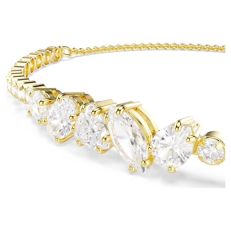 Swarovski Mesmera bracelet, Mixed cuts, White, 18K gold finish