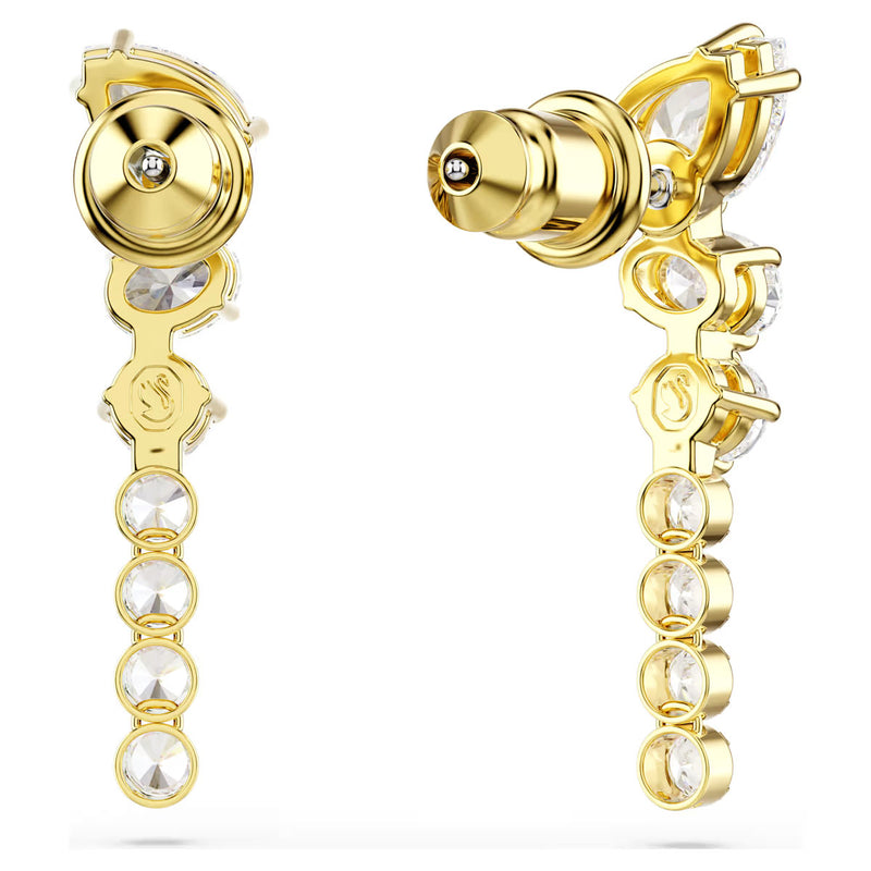 Swarovski Mesmera drop earrings, Mixed cuts, White, 18K gold finish