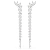 Swarovski Mesmera long earrings, Marquise cut, White, Rhodium plated