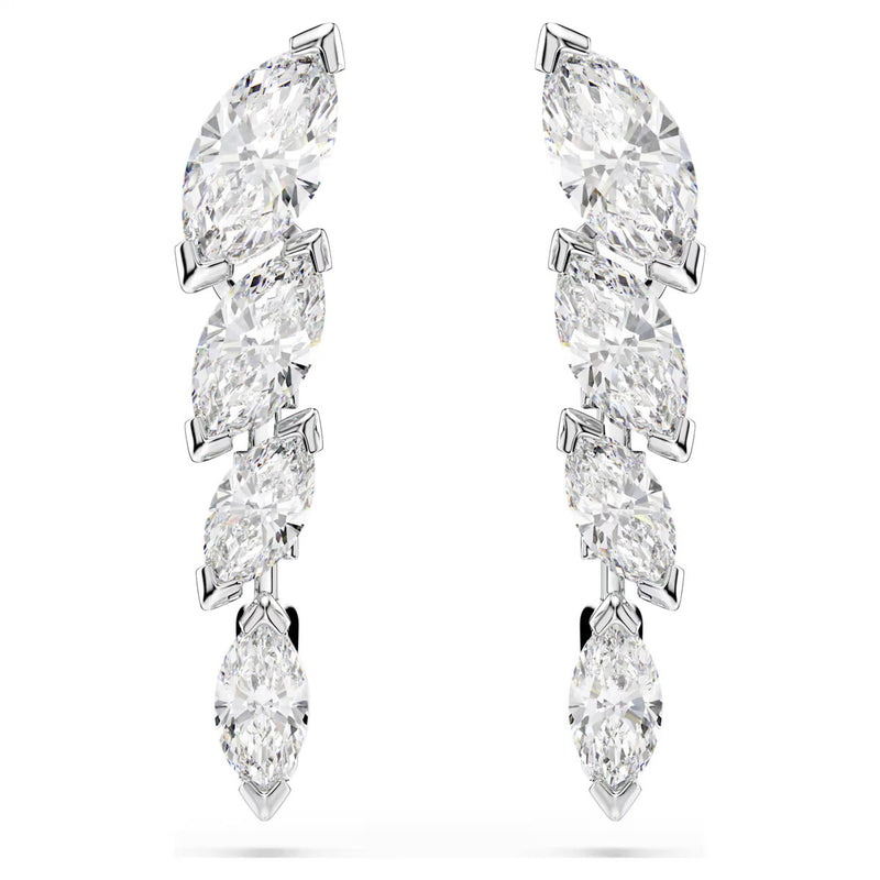 Swarovski Mesmera earrings, Marquise cut, White, Rhodium plated