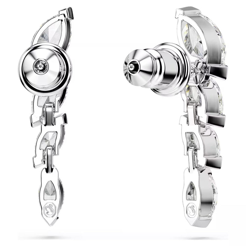 Swarovski Mesmera earrings, Marquise cut, White, Rhodium plated