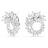 Swarovski Mesmera hoop earrings, Marquise cut, White, Rhodium plated