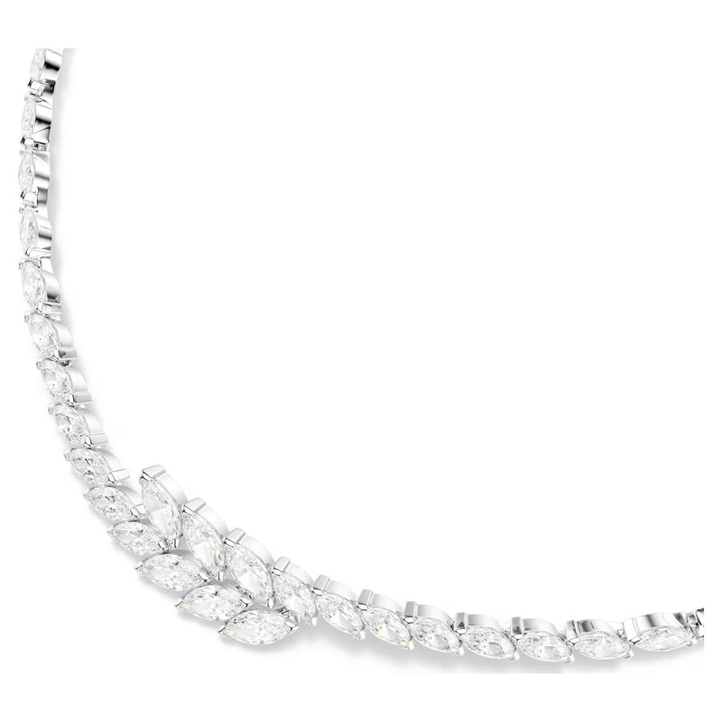 Swarovski Mesmera necklace, Marquise cut, White, Rhodium plated
