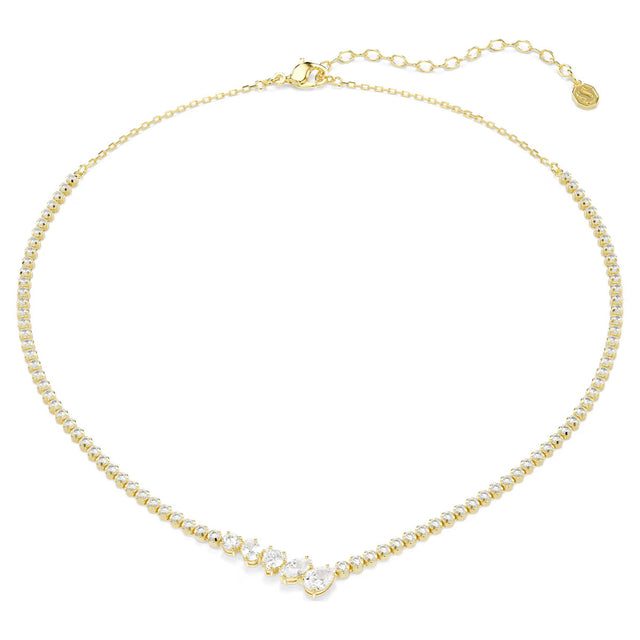 Swarovski Mesmera necklace, Mixed cuts, White, 18K gold finish