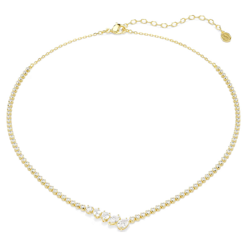 Swarovski Mesmera necklace, Mixed cuts, White, 18K gold finish