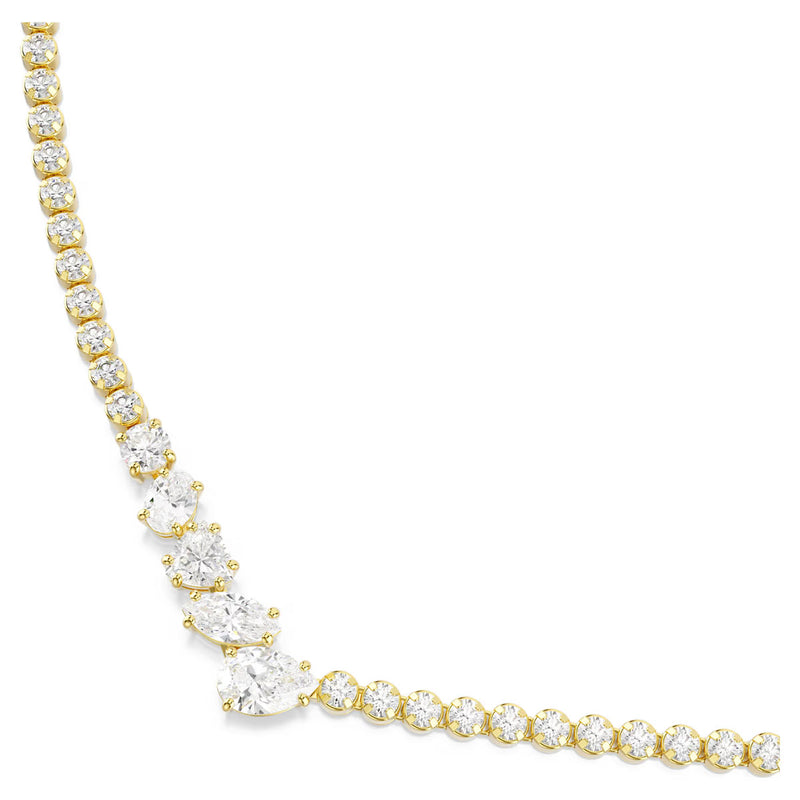 Swarovski Mesmera necklace, Mixed cuts, White, 18K gold finish