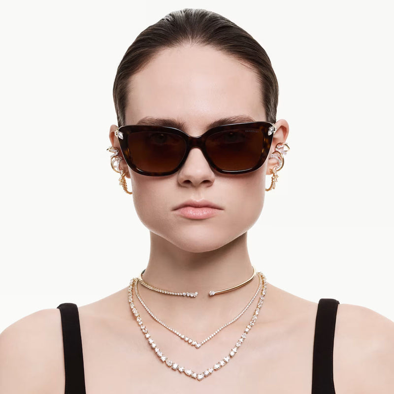 Swarovski Mesmera necklace, Mixed cuts, White, 18K gold finish