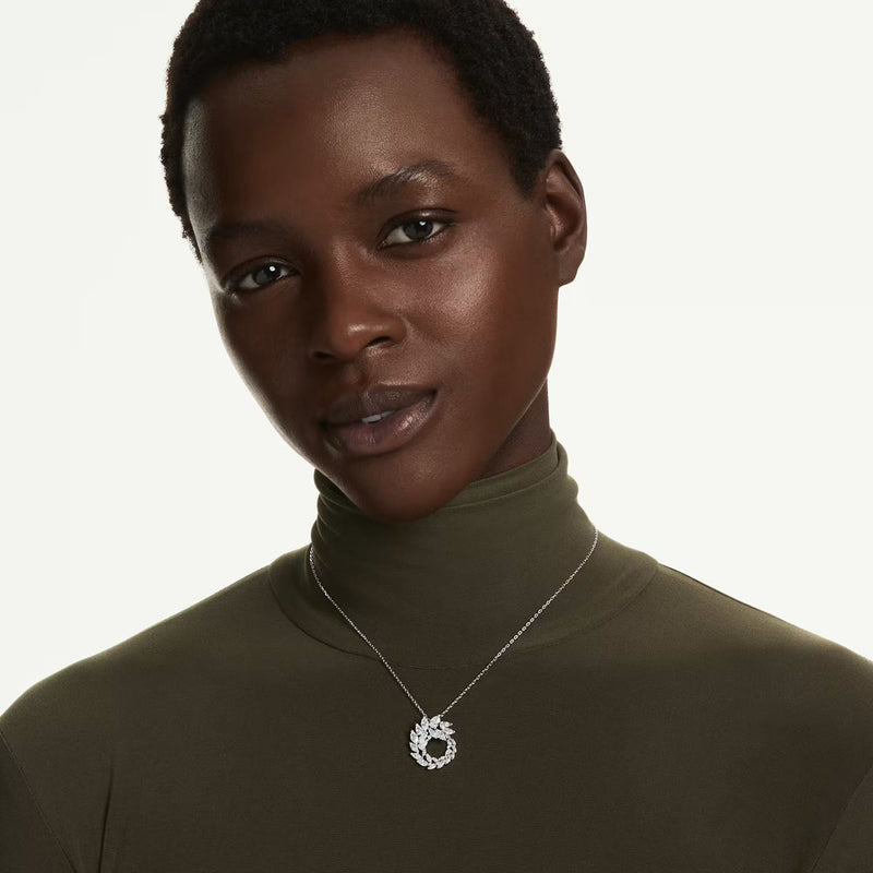 Swarovski Mesmera pendant, Marquise cut, White, Rhodium plated