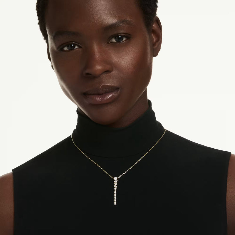 Swarovski Mesmera Y necklace, Mixed cuts, White, 18K gold finish