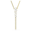Swarovski Mesmera Y necklace, Mixed cuts, White, 18K gold finish