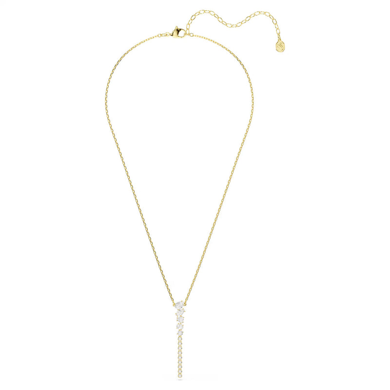 Swarovski Mesmera Y necklace, Mixed cuts, White, 18K gold finish