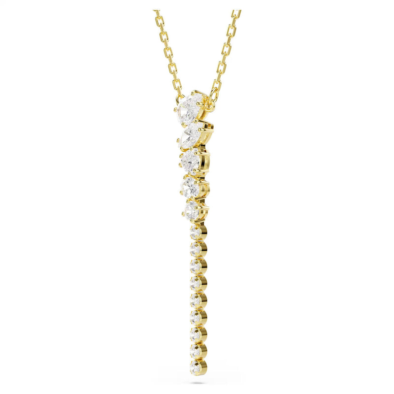 Swarovski Mesmera Y necklace, Mixed cuts, White, 18K gold finish
