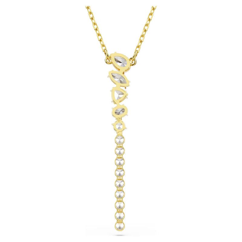 Swarovski Mesmera Y necklace, Mixed cuts, White, 18K gold finish