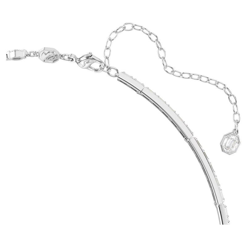 Swarovski Mesmera Spiral Y necklace, Mixed cuts, White, Rhodium plated