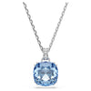 Swarovski Millenia pendant, Cushion cut, Blue, Rhodium plated