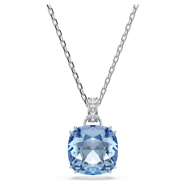 Swarovski Millenia pendant, Cushion cut, Blue, Rhodium plated