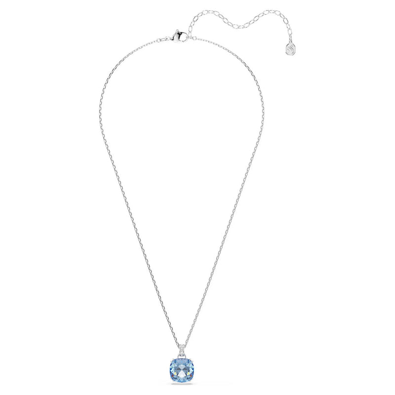 Swarovski Millenia pendant, Cushion cut, Blue, Rhodium plated