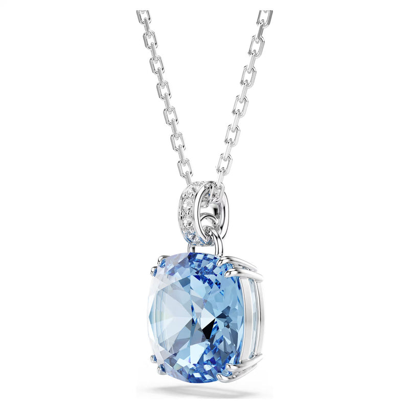 Swarovski Millenia pendant, Cushion cut, Blue, Rhodium plated