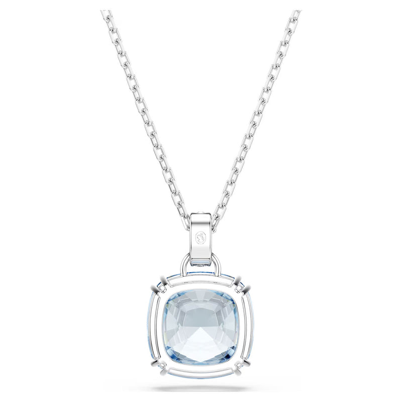 Swarovski Millenia pendant, Cushion cut, Blue, Rhodium plated