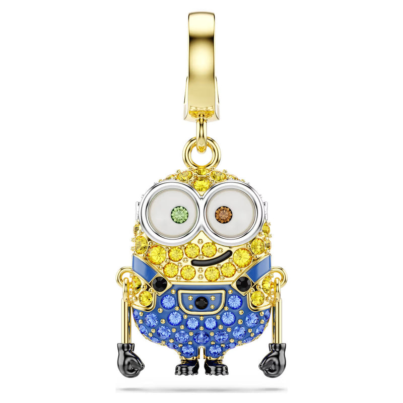 Swarovski  Minions Bob charm Pavé, Multicolored, Gold-tone plated